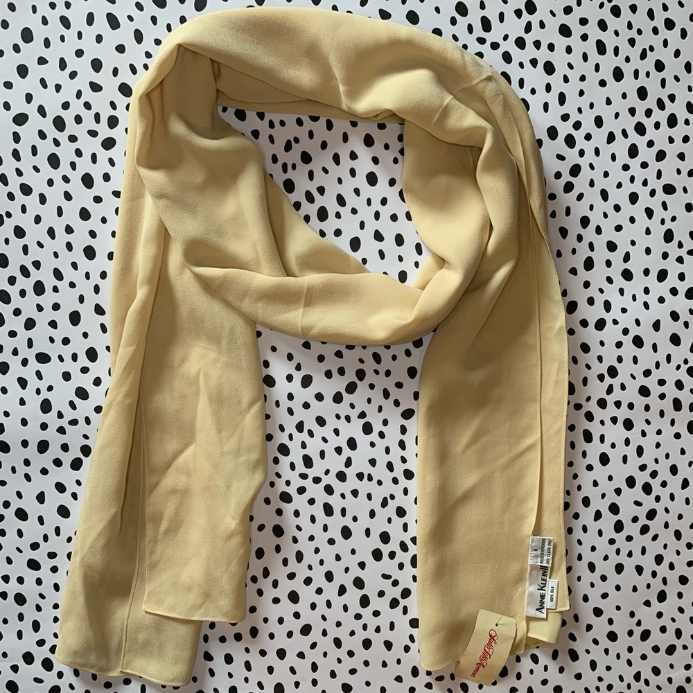 Vintage 100% Silk Anne Klein II Beige Scarf
